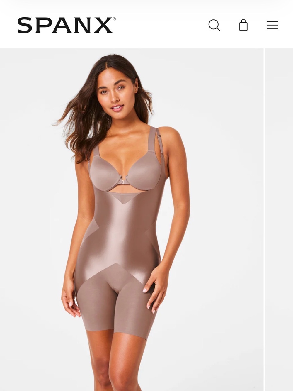 NEW! SPANX Sculpting Open-Bust Bodysuit Shaper in Cafe au Lait